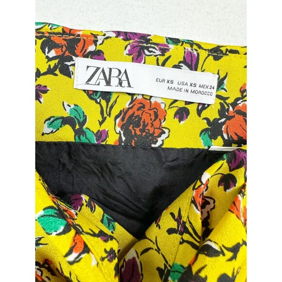 Zara Womens Faux Wrap Mini Skirt Size XS Floral Yellow - Picture 8 of 11